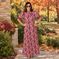 Entro Floral Ruffle Neck Maxi Dress