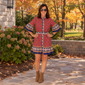 TCEC Rust Floral Belted Mini Dress