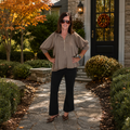 Glam Mocha 1/2 Zip Poncho Top
