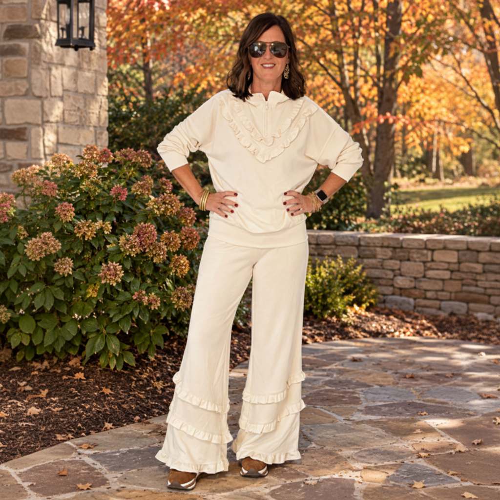 Umgee Ruffle Matching Pants Set