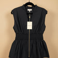 Entro Navy Zip-Up Sleeveless Top