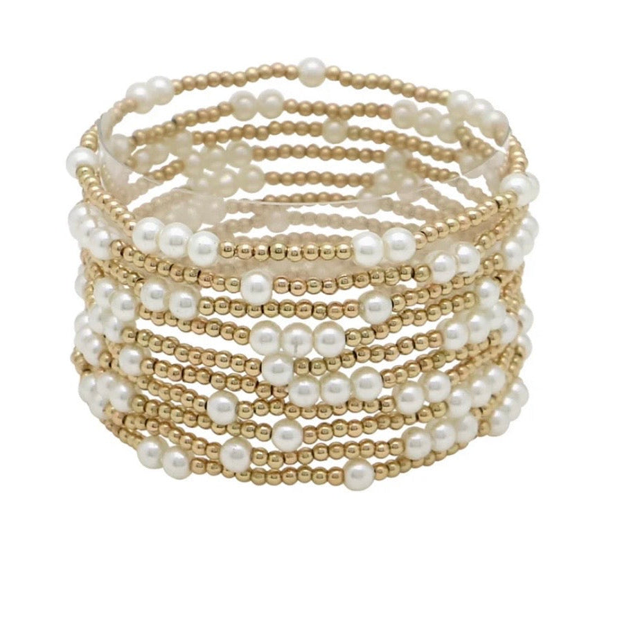 Gold & Pearl Stackable Bracelets