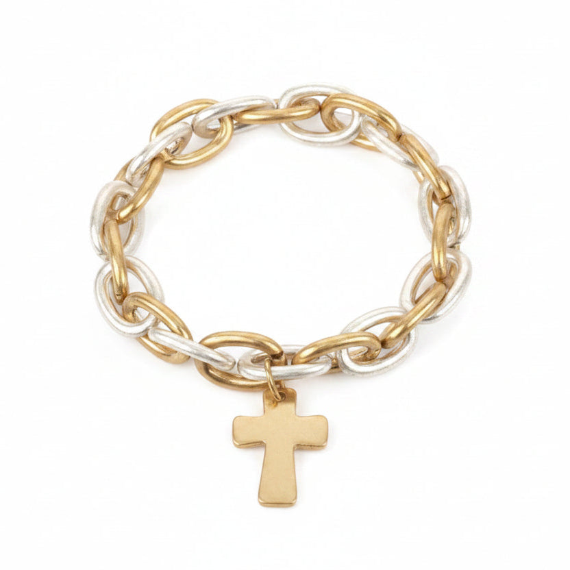 Gold/Silver Cross Bracelet