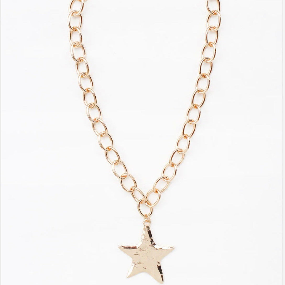 Hammered Gold Star Necklace