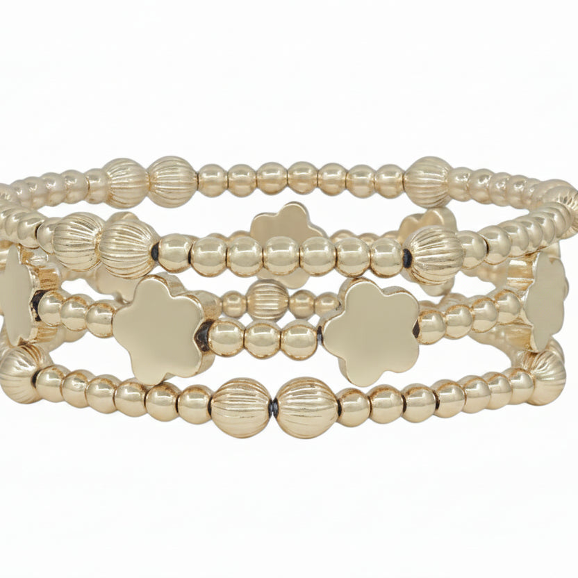 Gold Flowered Stackable Bracelets
