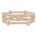 Pink & Gold Heart Stackable Bracelets