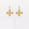 Gold Hammered Cross Earrings