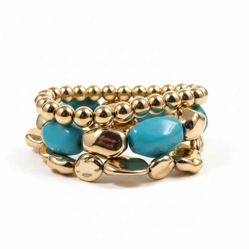 Gold & Turquoise Stackable Bracelets