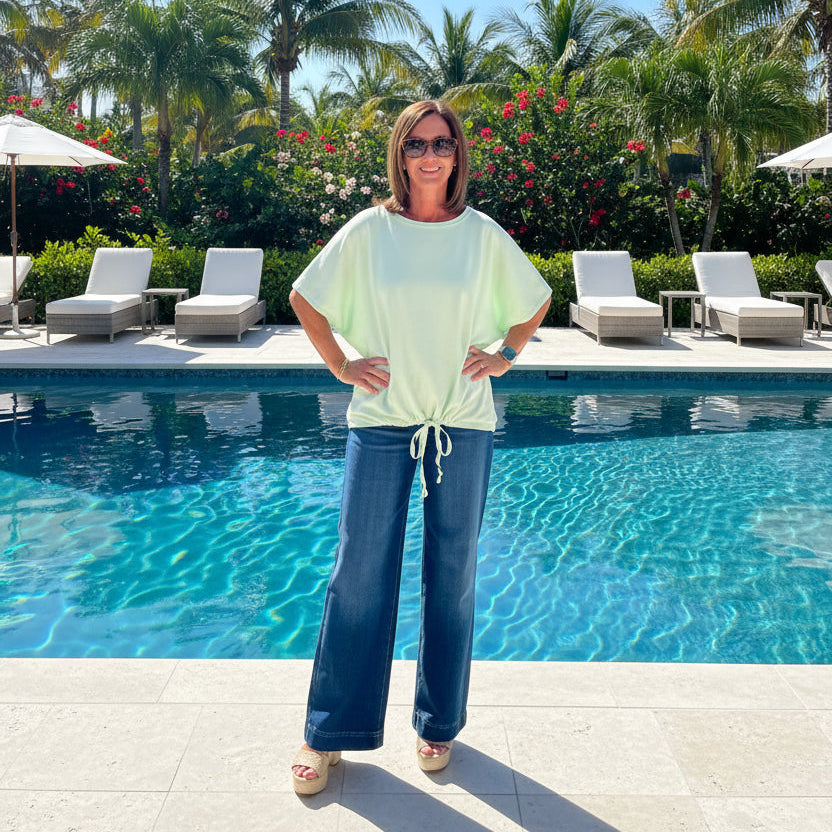 Easel Lime Cinch Tie Top