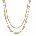 Gold Double Layered Bead & Chain Necklace