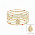 Multicolor  Bead, Pearl, & Gold Cross Charm Bracelet