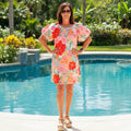 Easel Floral Bubble Sleeve Mini Dress