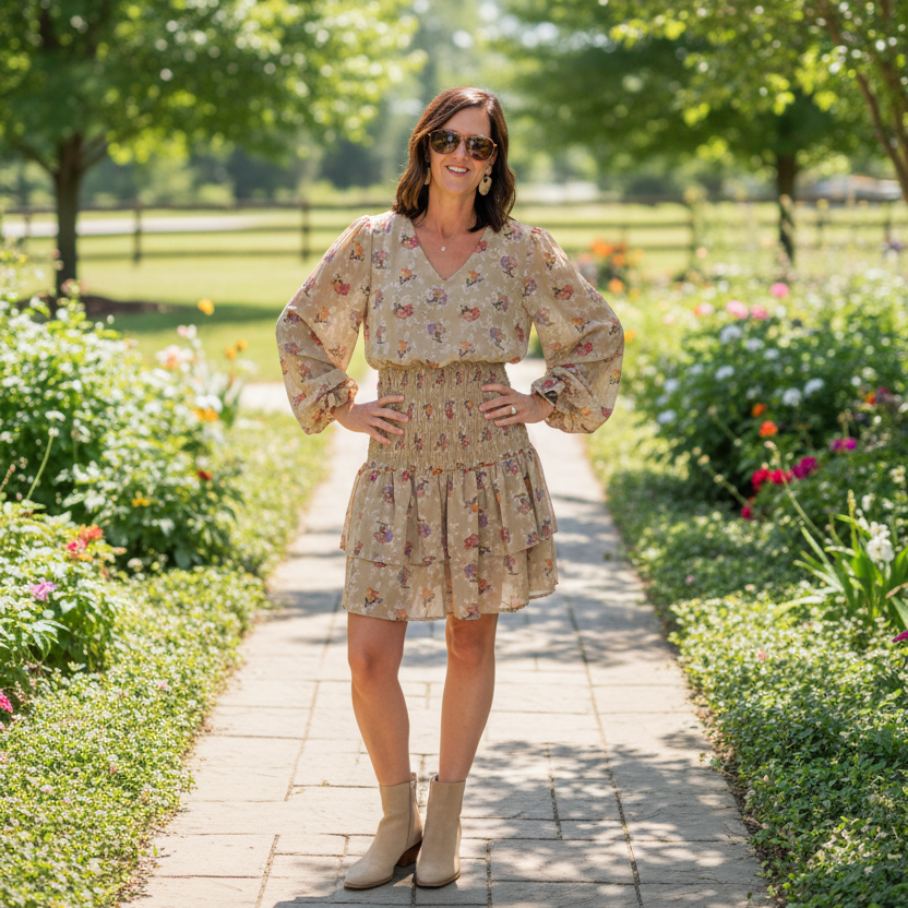 She+Sky Floral Smocked Waist Mini Dress