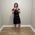 She+Sky Black With Gold Button Mini Dress