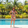 Glam Sleeveless Tie Neck Floral Dress