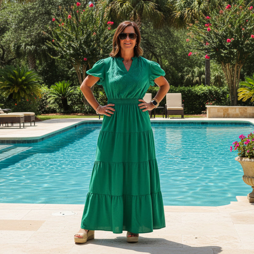 Green Tiered Maxi Dress