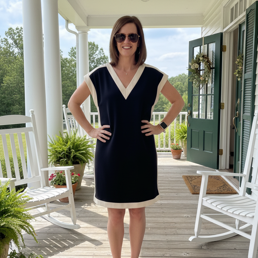 Jodifl Black/Oatmeal Color Block Mini Dress