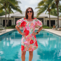 Easel Floral Bubble Sleeve Mini Dress