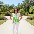 Umgee Pink & Green Floral V-Neck Top
