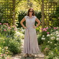 Entro Orange/Blue Wrap Gold Button Dress