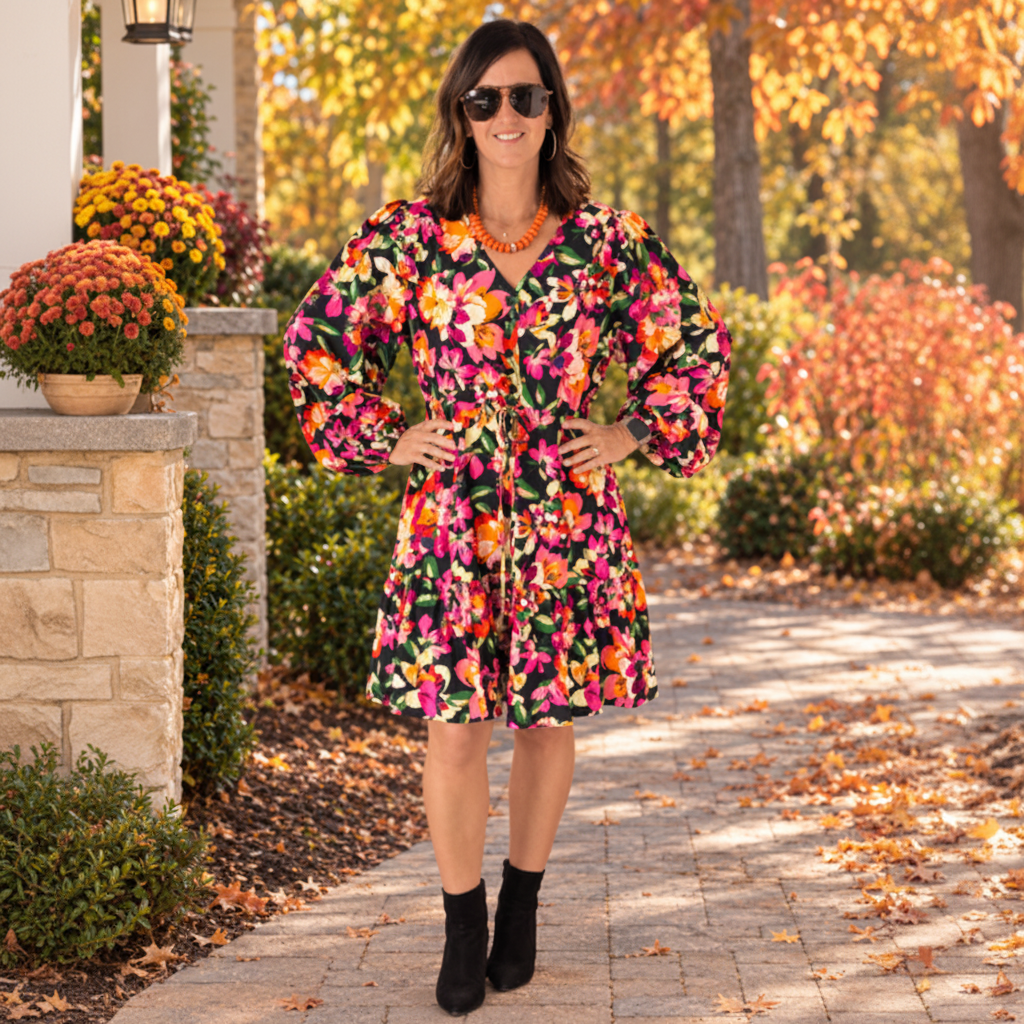 Jodifl Floral Long Sleeve Mini Dress