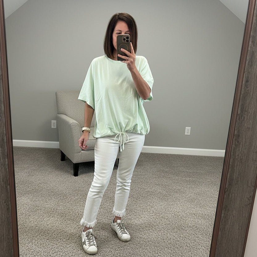 Easel Lime Cinch Tie Top