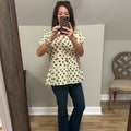 Easel Khaki Polka Dot Top