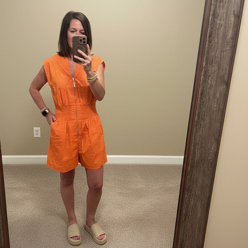 She+Sky Orange Romper
