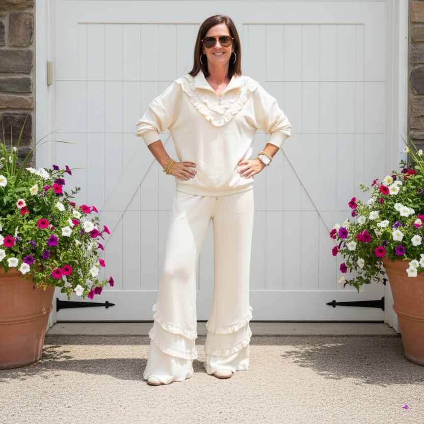 Umgee Ruffle Matching Pants Set