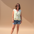 She+Sky Honeydew Gold Button Sweater