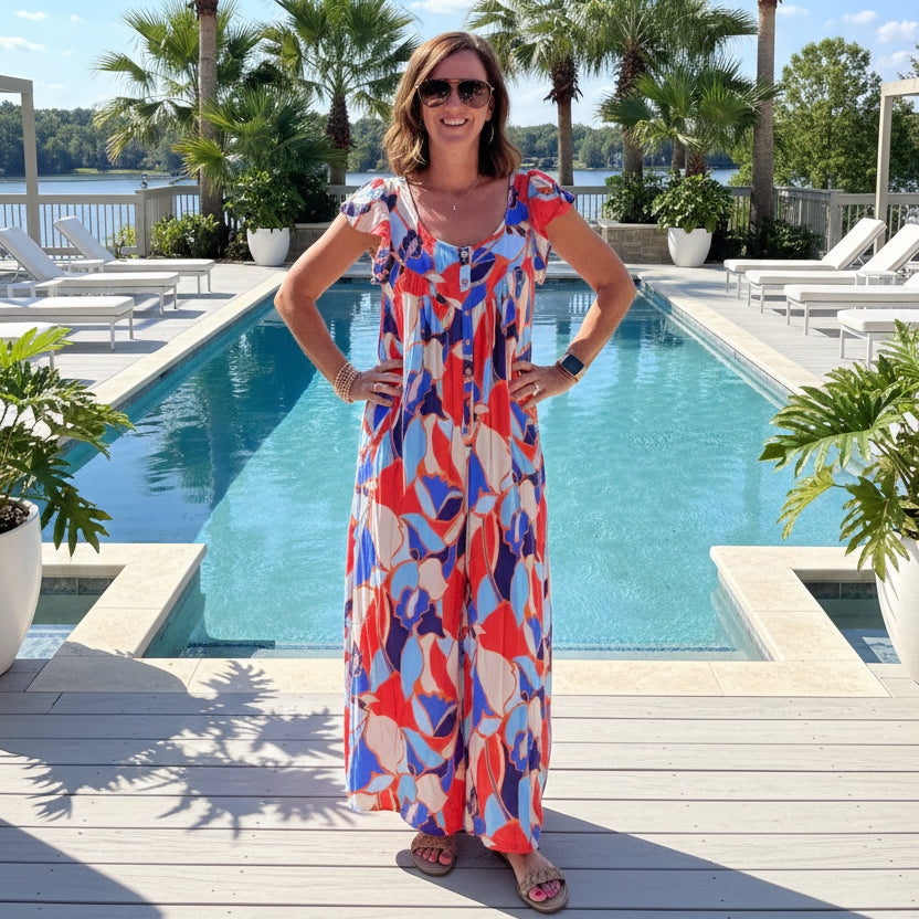 Easel Multicolor Jumpsuit In Orange