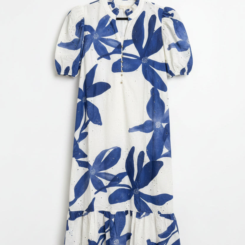 Entro Plus Size Blue/White Maxi Dress