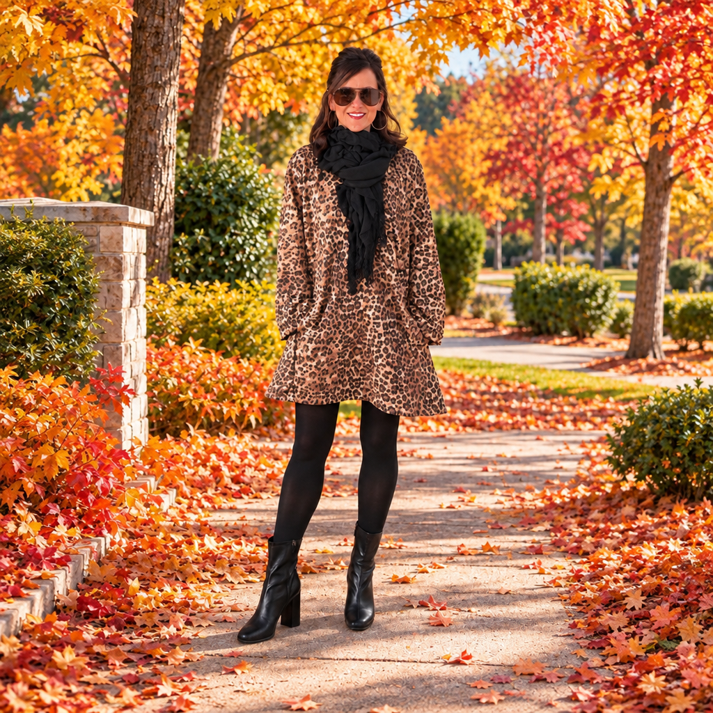 Jodifl Animal Print Long Sleeve Mini Dress